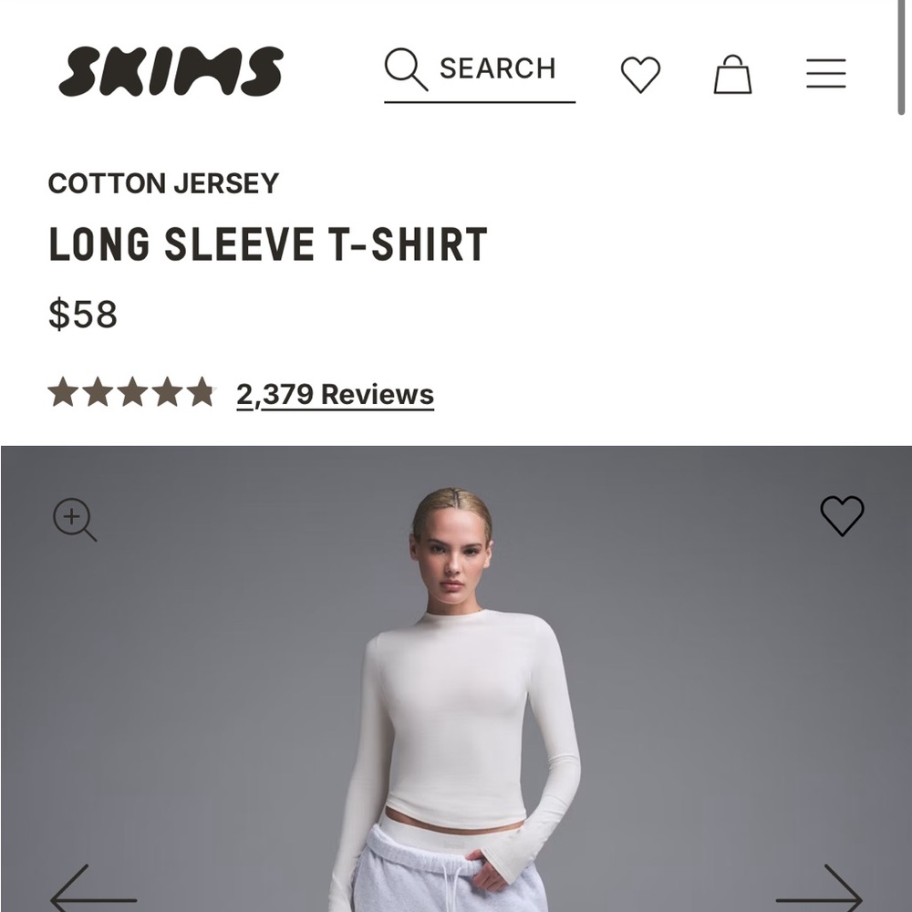 SKIMS Cream Long Sleeve Tee